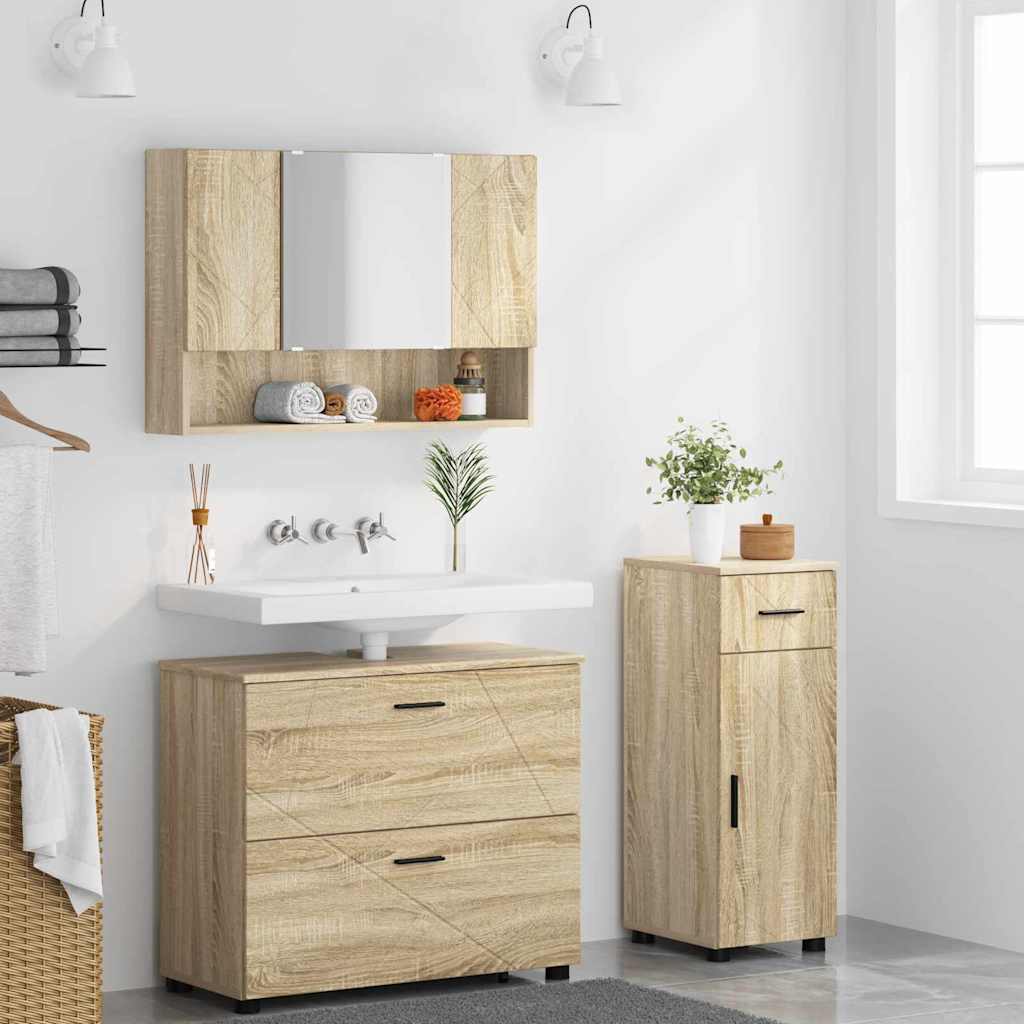 vidaXL Bathroom Furniture Set 3 pcs Sonoma Oak 4