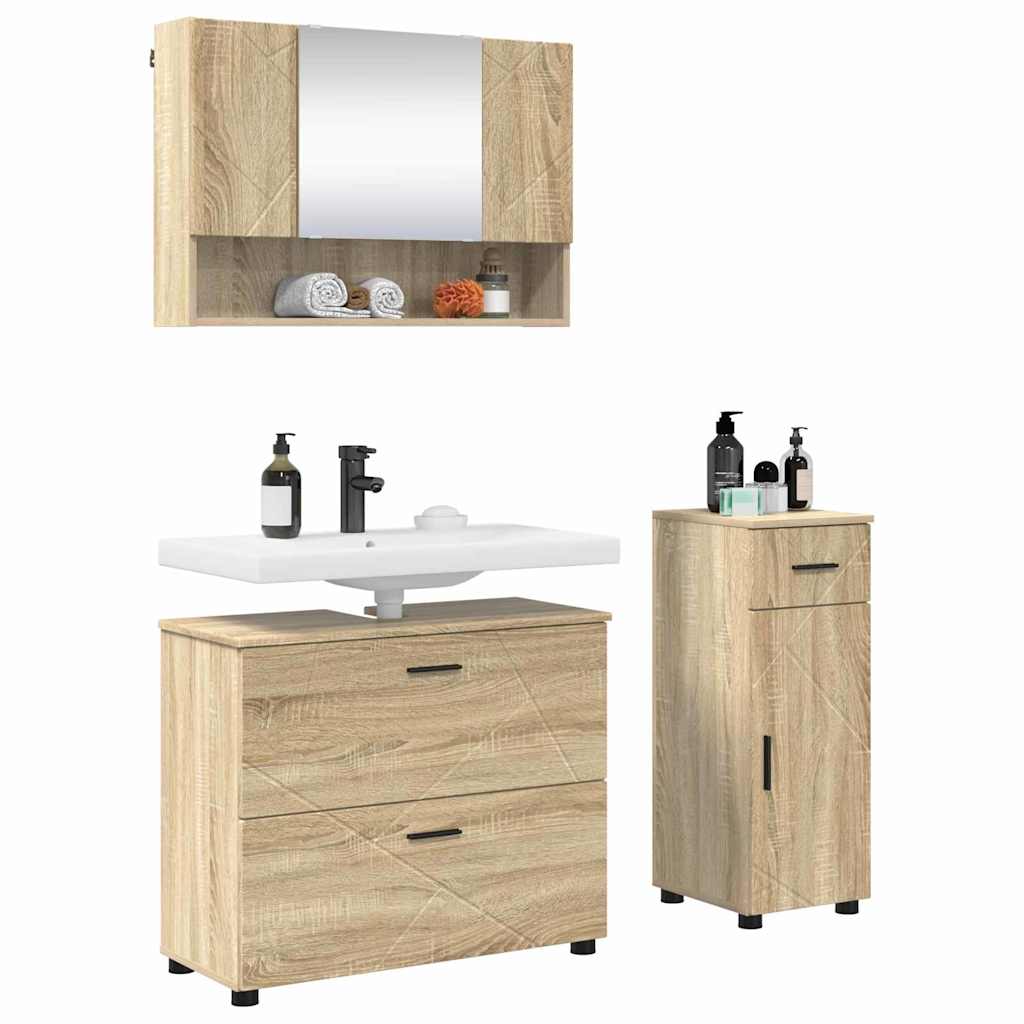 vidaXL Bathroom Furniture Set 3 pcs Sonoma Oak 3