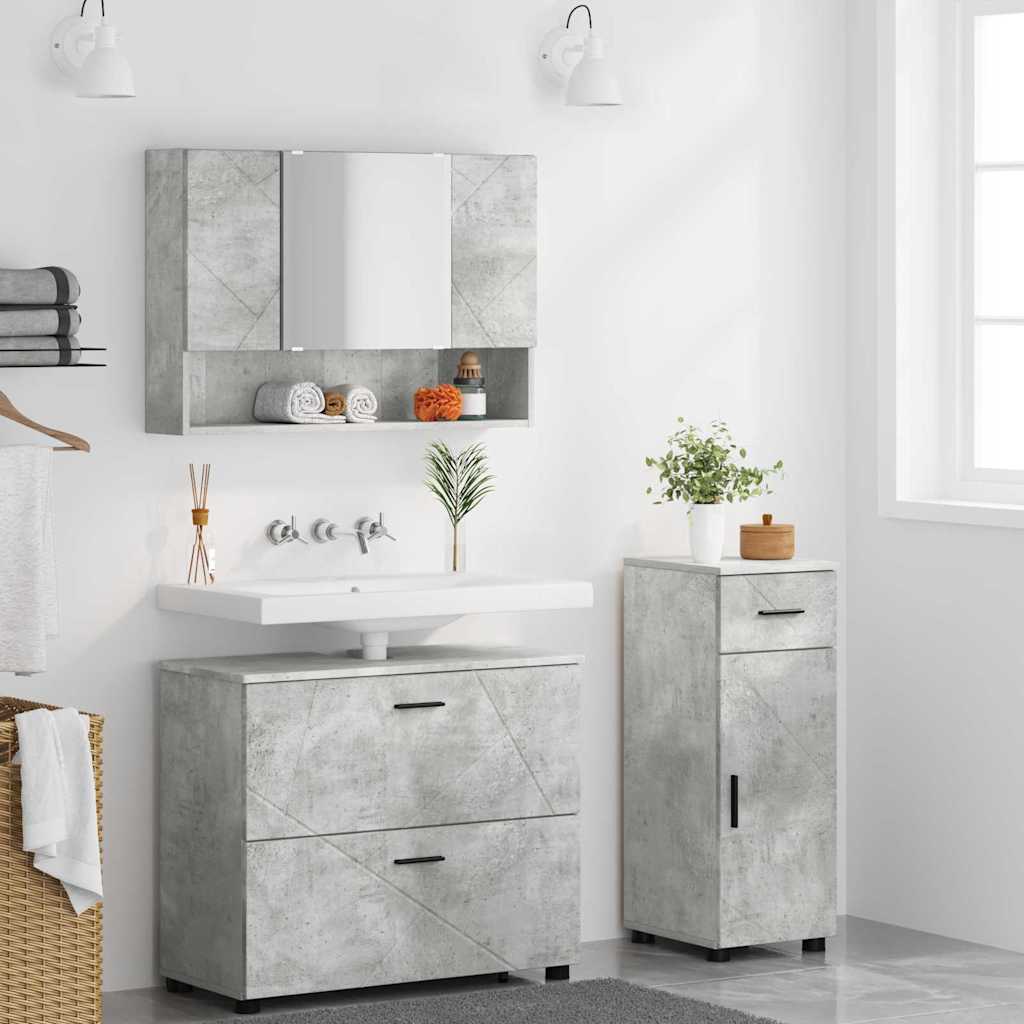 vidaXL Bathroom Furniture Set 3 pcs Concrete Grey 4