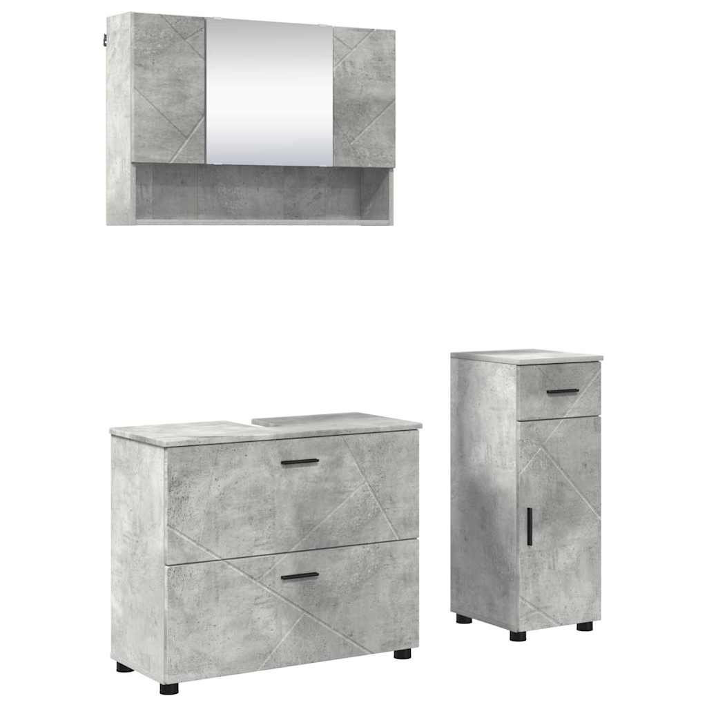 vidaXL Bathroom Furniture Set 3 pcs Concrete Grey 2