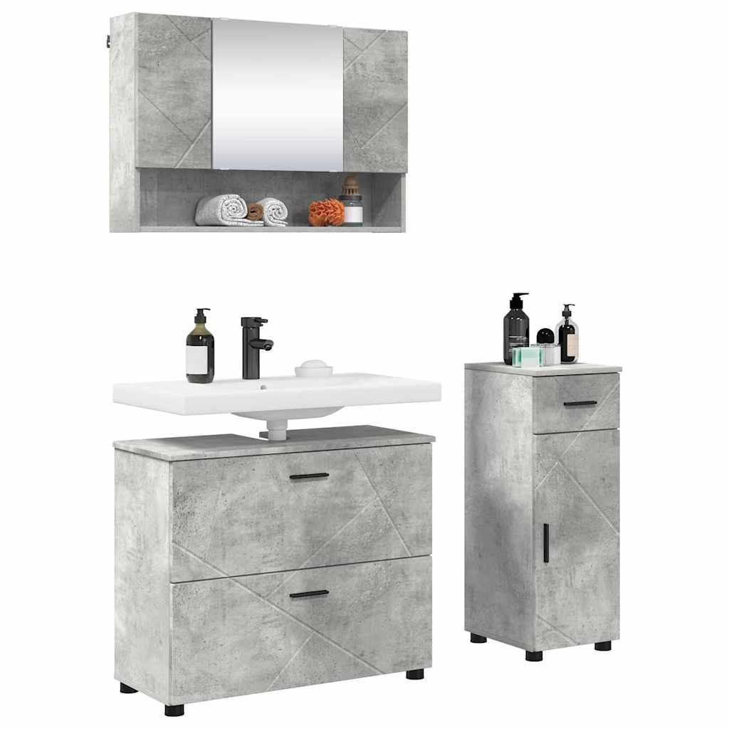 vidaXL Bathroom Furniture Set 3 pcs Concrete Grey 3