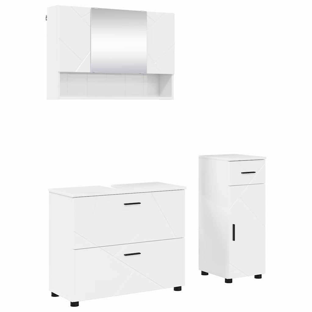 vidaXL Bathroom Furniture Set 3 pcs High Gloss White 2