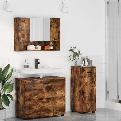 vidaXL Bathroom Furniture Set 3 pcs Smoked Oak 1