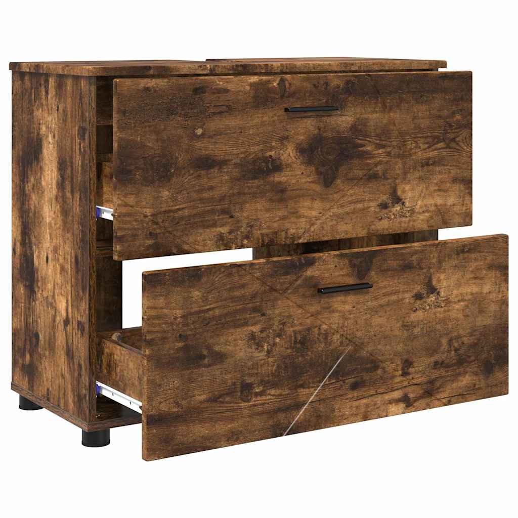vidaXL Bathroom Furniture Set 3 pcs Smoked Oak 5