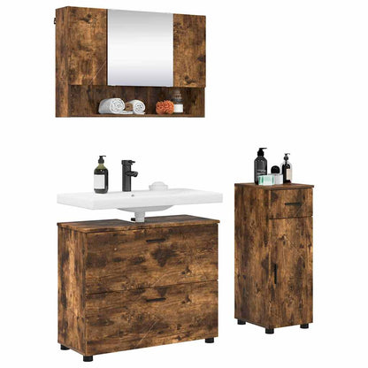 vidaXL Bathroom Furniture Set 3 pcs Smoked Oak 3
