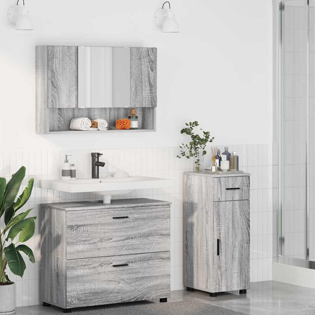 vidaXL Bathroom Furniture Set 3 pcs Grey Sonoma 1