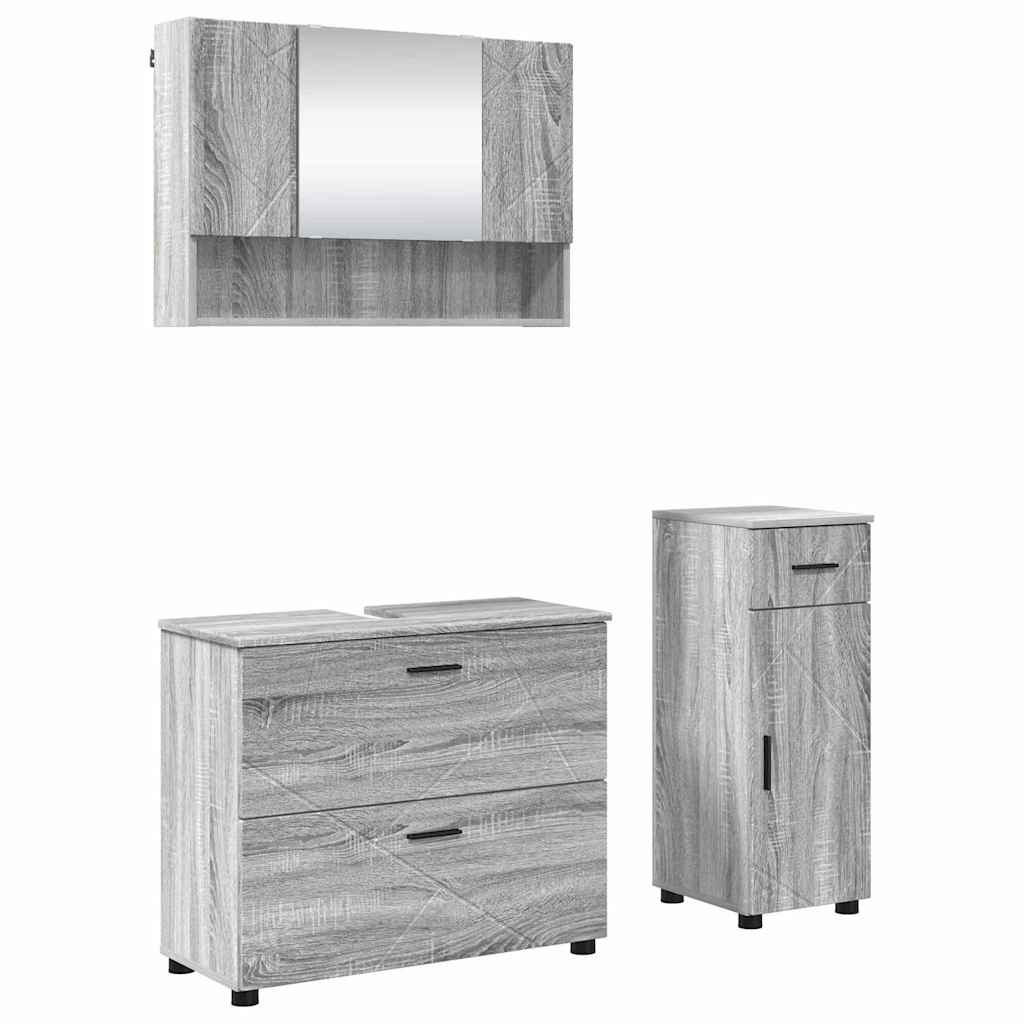 vidaXL Bathroom Furniture Set 3 pcs Grey Sonoma 2