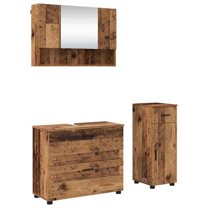 vidaXL Bathroom Furniture Set 3 pcs Old Wood Engineered Wood and Metal 2