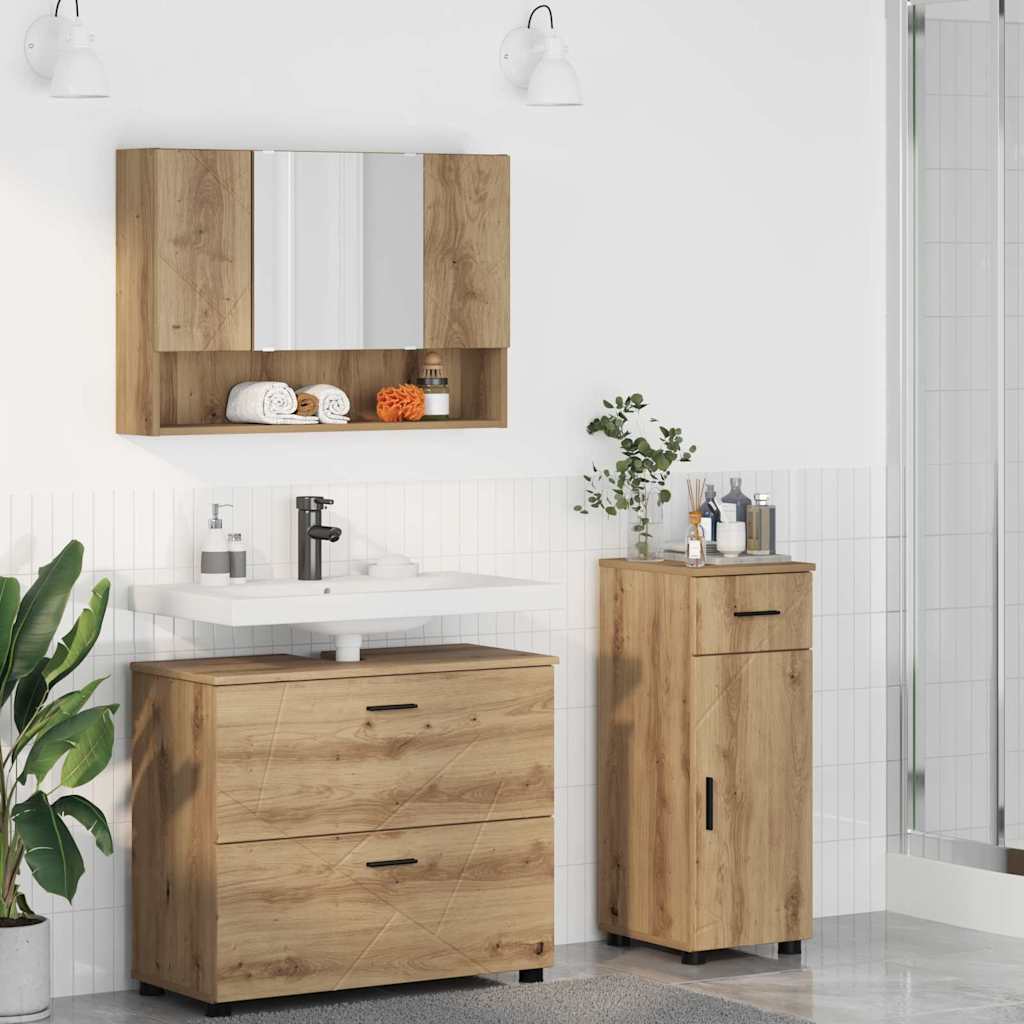 vidaXL Bathroom Furniture Set 3 pcs Artisan Oak 1