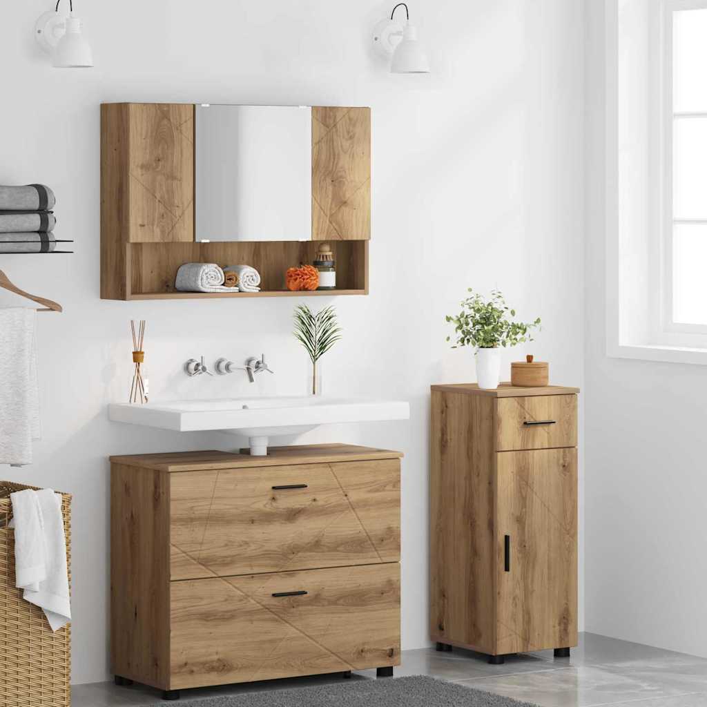 vidaXL Bathroom Furniture Set 3 pcs Artisan Oak 4