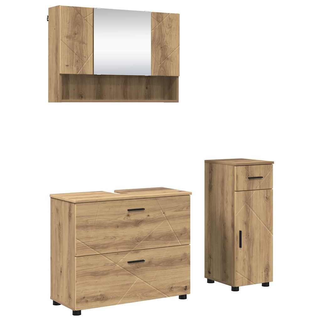 vidaXL Bathroom Furniture Set 3 pcs Artisan Oak 2