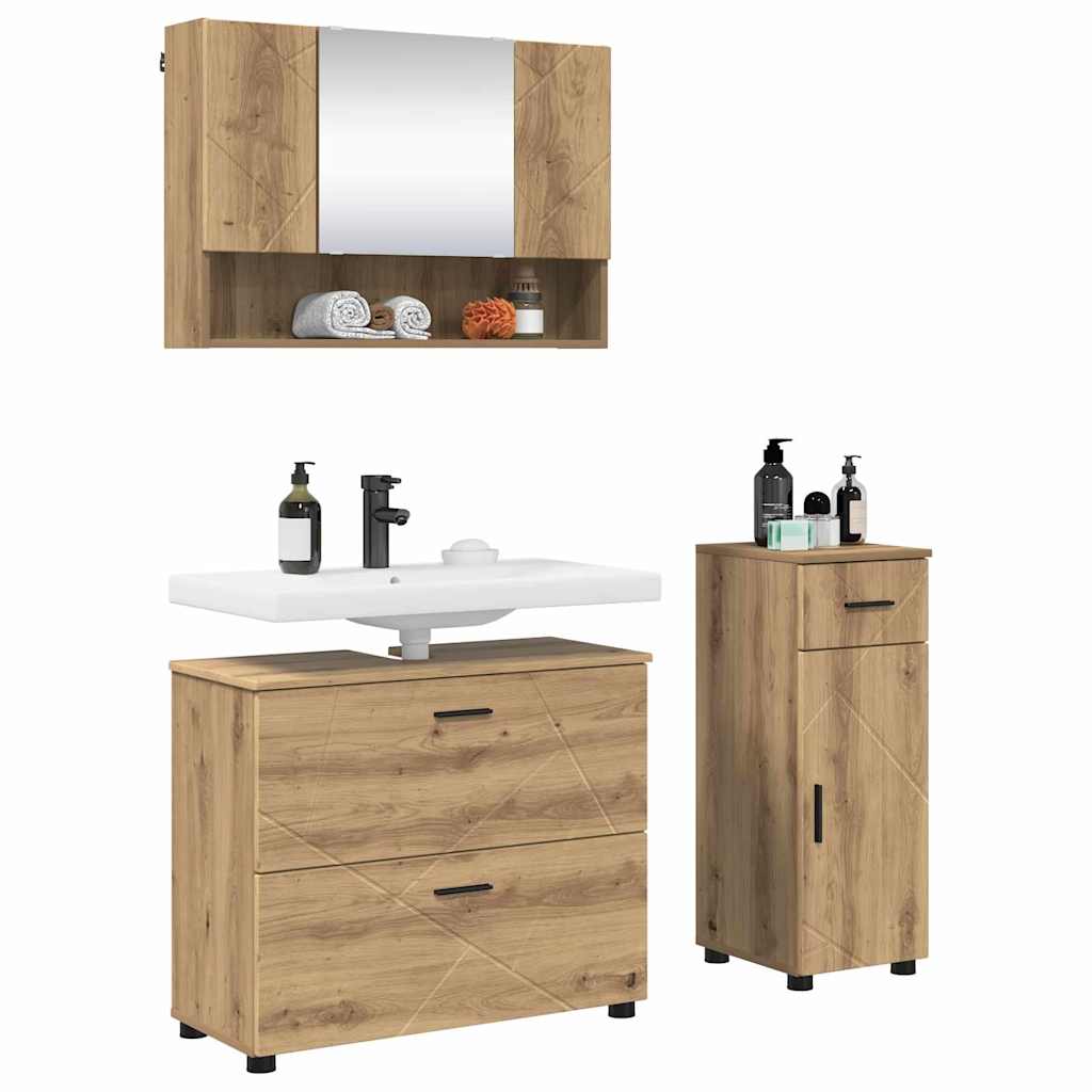 vidaXL Bathroom Furniture Set 3 pcs Artisan Oak 3