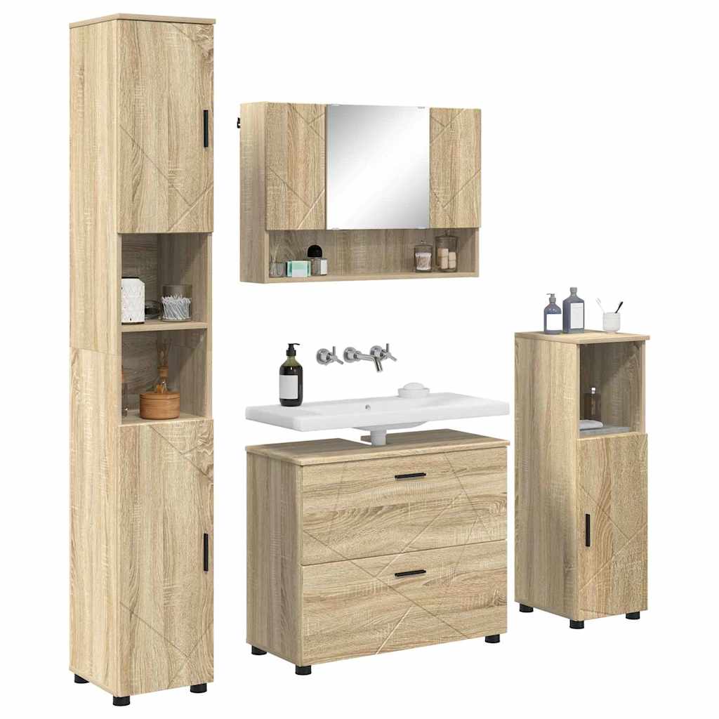vidaXL Bathroom Furniture Set 4 pcs Sonoma Oak 3