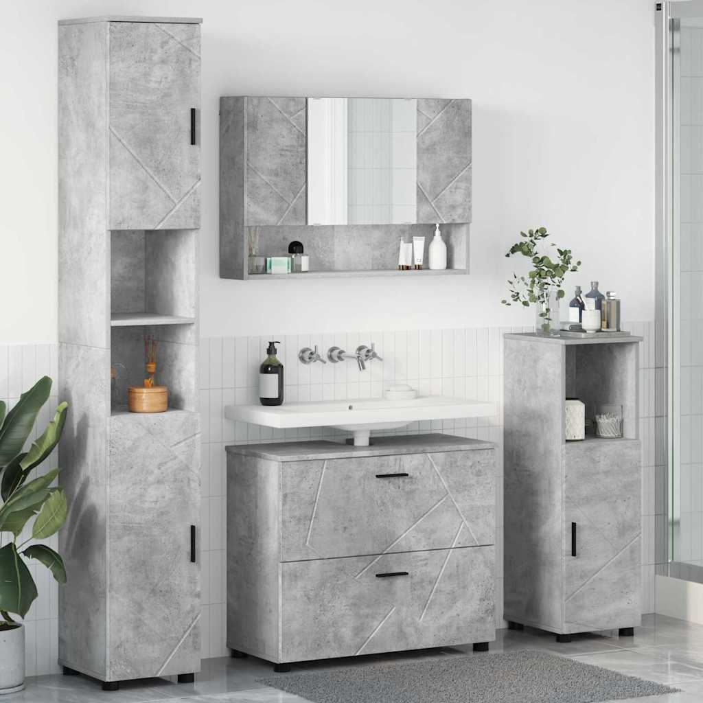 vidaXL Bathroom Furniture Set 4 pcs Concrete Grey 1
