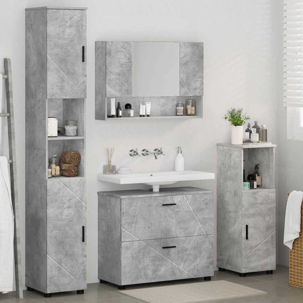 vidaXL Bathroom Furniture Set 4 pcs Concrete Grey 4