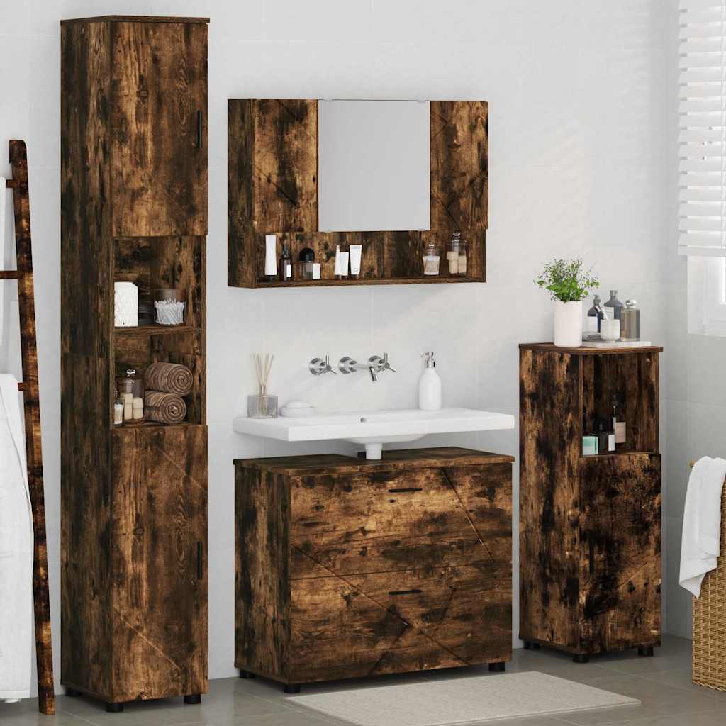 vidaXL Bathroom Furniture Set 4 pcs Smoked Oak 4