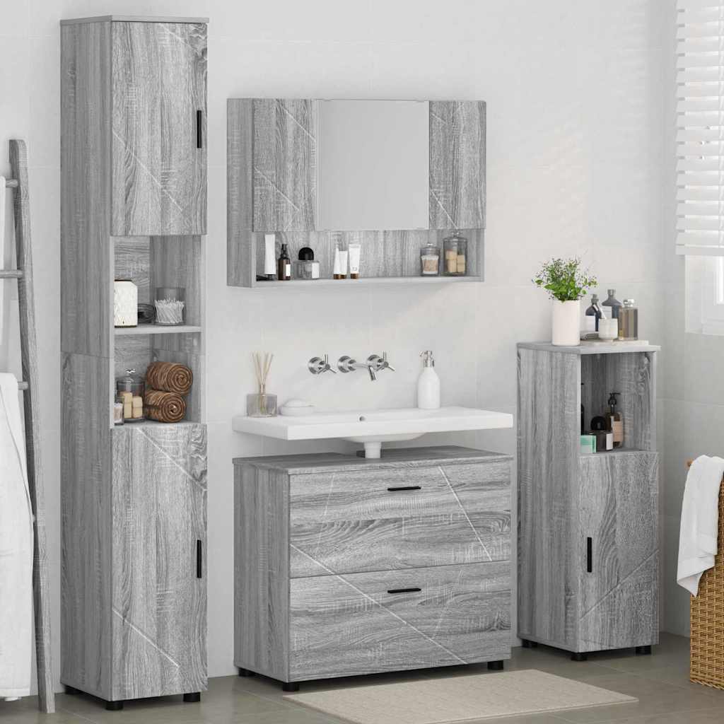 vidaXL Bathroom Furniture Set 4 pcs Grey Sonoma 4