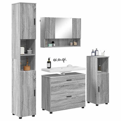 vidaXL Bathroom Furniture Set 4 pcs Grey Sonoma 3