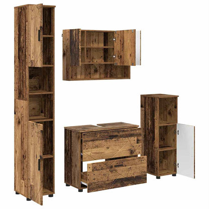 vidaXL Bathroom Furniture Set 4 pcs Old Wood Engineered Wood and Metal 2