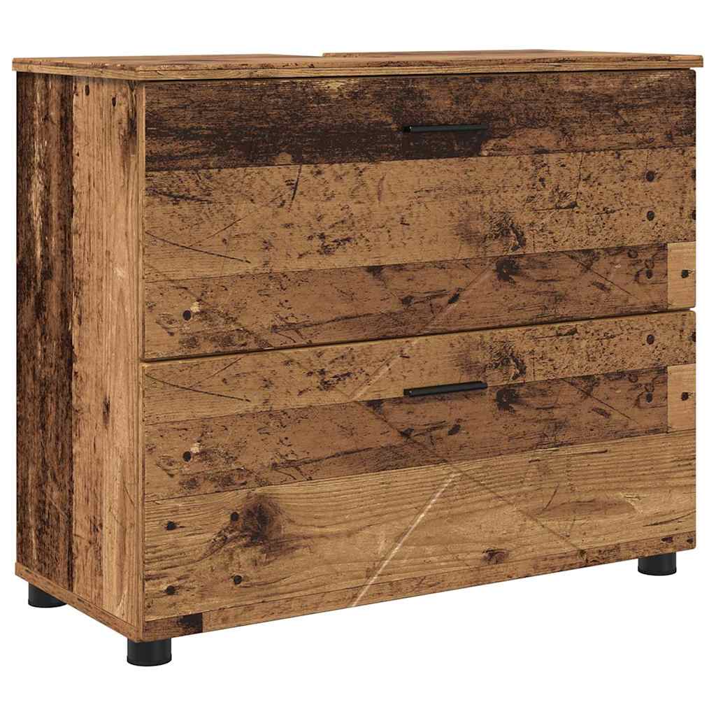 vidaXL Bathroom Furniture Set 4 pcs Old Wood Engineered Wood and Metal 5