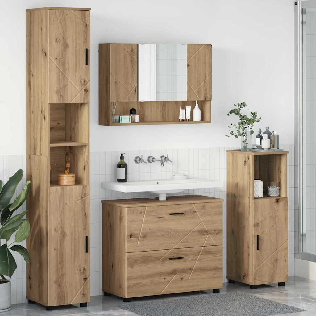 vidaXL Bathroom Furniture Set 4 pcs Artisan Oak 1