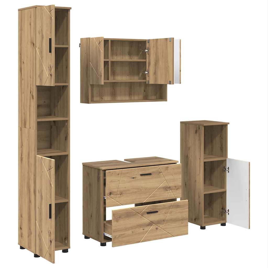 vidaXL Bathroom Furniture Set 4 pcs Artisan Oak 2