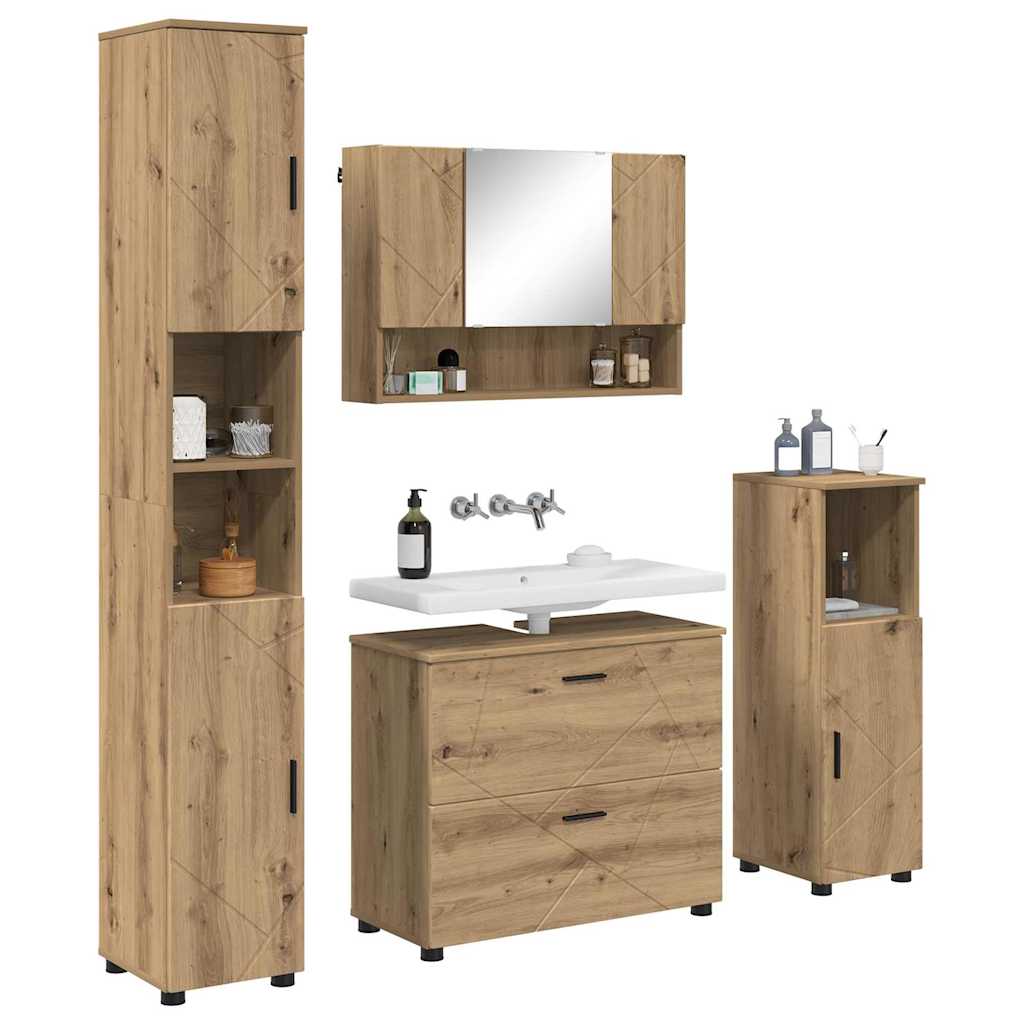 vidaXL Bathroom Furniture Set 4 pcs Artisan Oak 3
