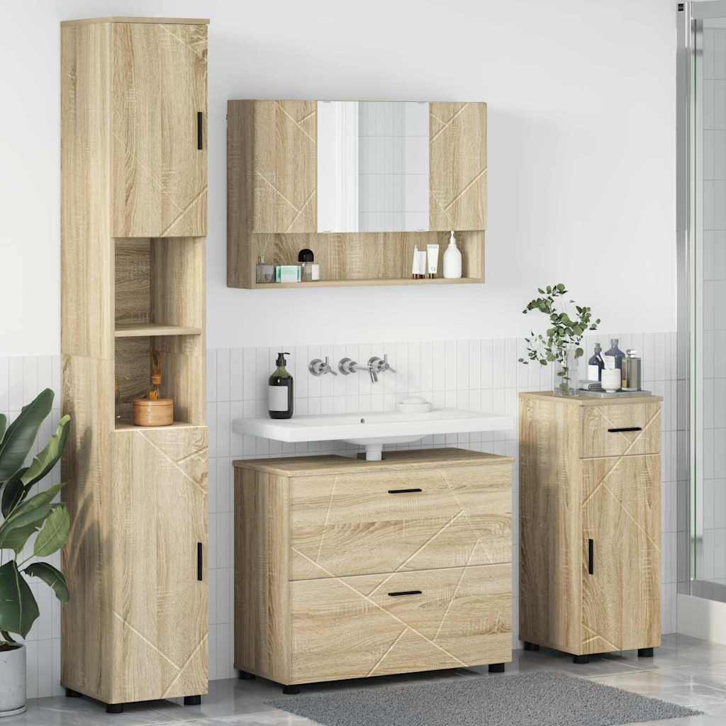 vidaXL Bathroom Furniture Set 4 pcs Sonoma Oak 1