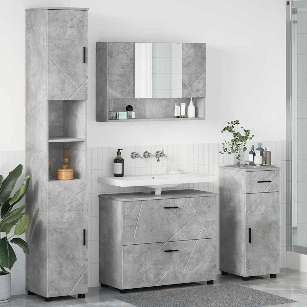vidaXL Bathroom Furniture Set 4 pcs Concrete Grey 1