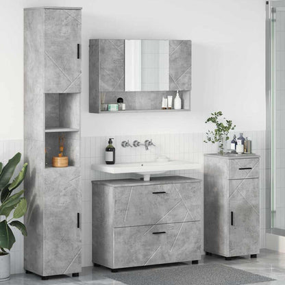 vidaXL Bathroom Furniture Set 4 pcs Concrete Grey 1