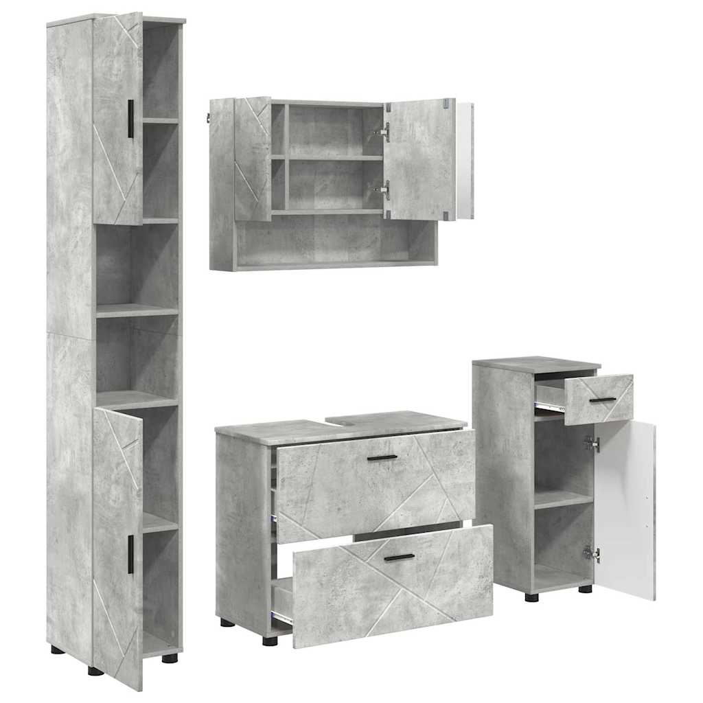 vidaXL Bathroom Furniture Set 4 pcs Concrete Grey 2