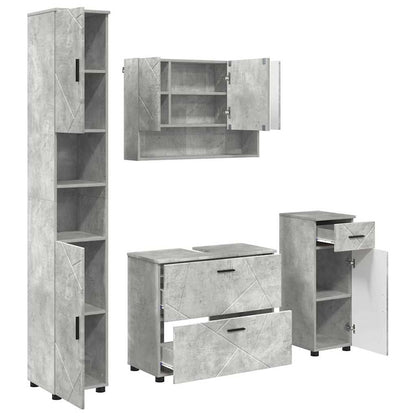 vidaXL Bathroom Furniture Set 4 pcs Concrete Grey 2