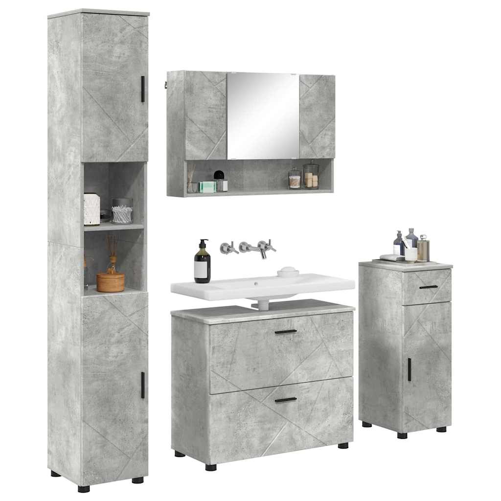 vidaXL Bathroom Furniture Set 4 pcs Concrete Grey 3