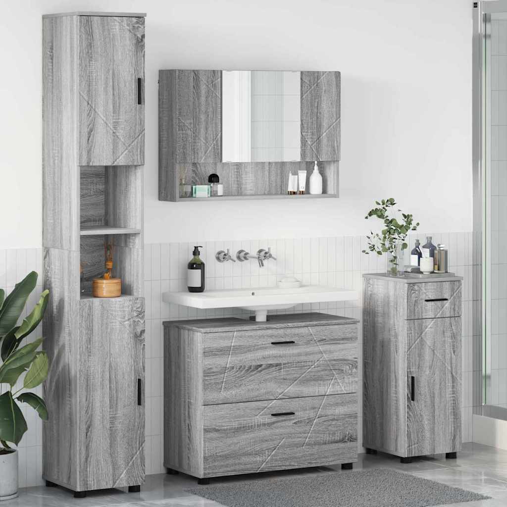 vidaXL Bathroom Furniture Set 4 pcs Grey Sonoma 1