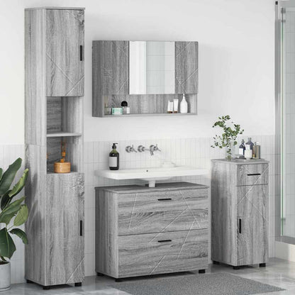 vidaXL Bathroom Furniture Set 4 pcs Grey Sonoma 1