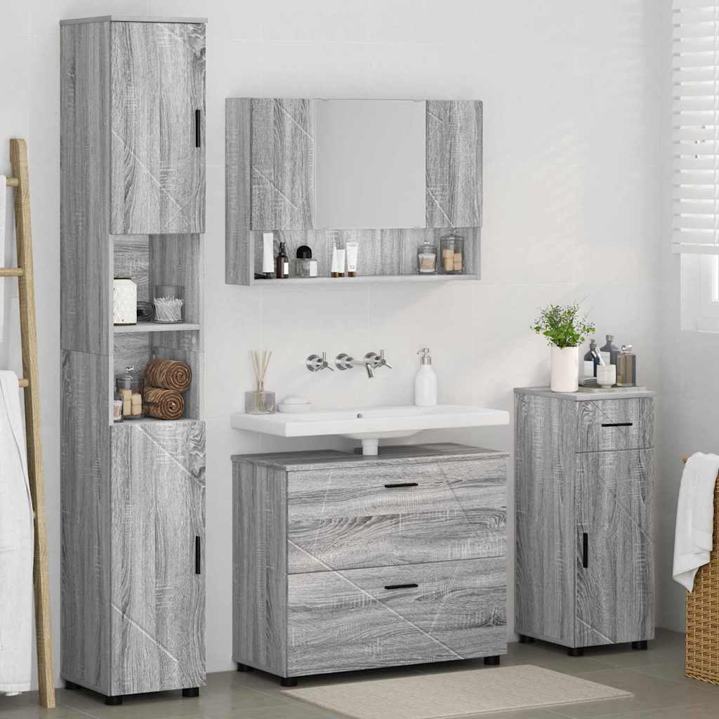 vidaXL Bathroom Furniture Set 4 pcs Grey Sonoma 4