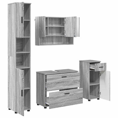 vidaXL Bathroom Furniture Set 4 pcs Grey Sonoma 2