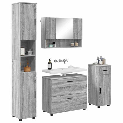 vidaXL Bathroom Furniture Set 4 pcs Grey Sonoma 3