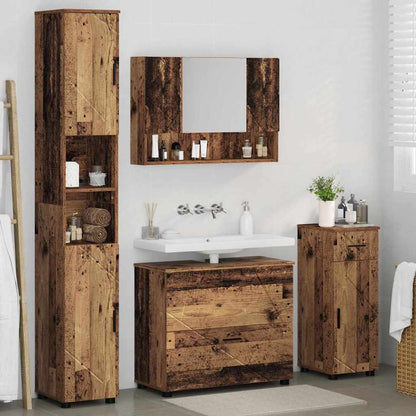 vidaXL Bathroom Furniture Set 4 pcs Old Wood Engineered Wood and Metal 4