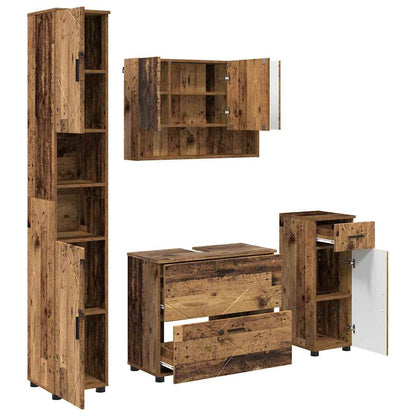 vidaXL Bathroom Furniture Set 4 pcs Old Wood Engineered Wood and Metal 2