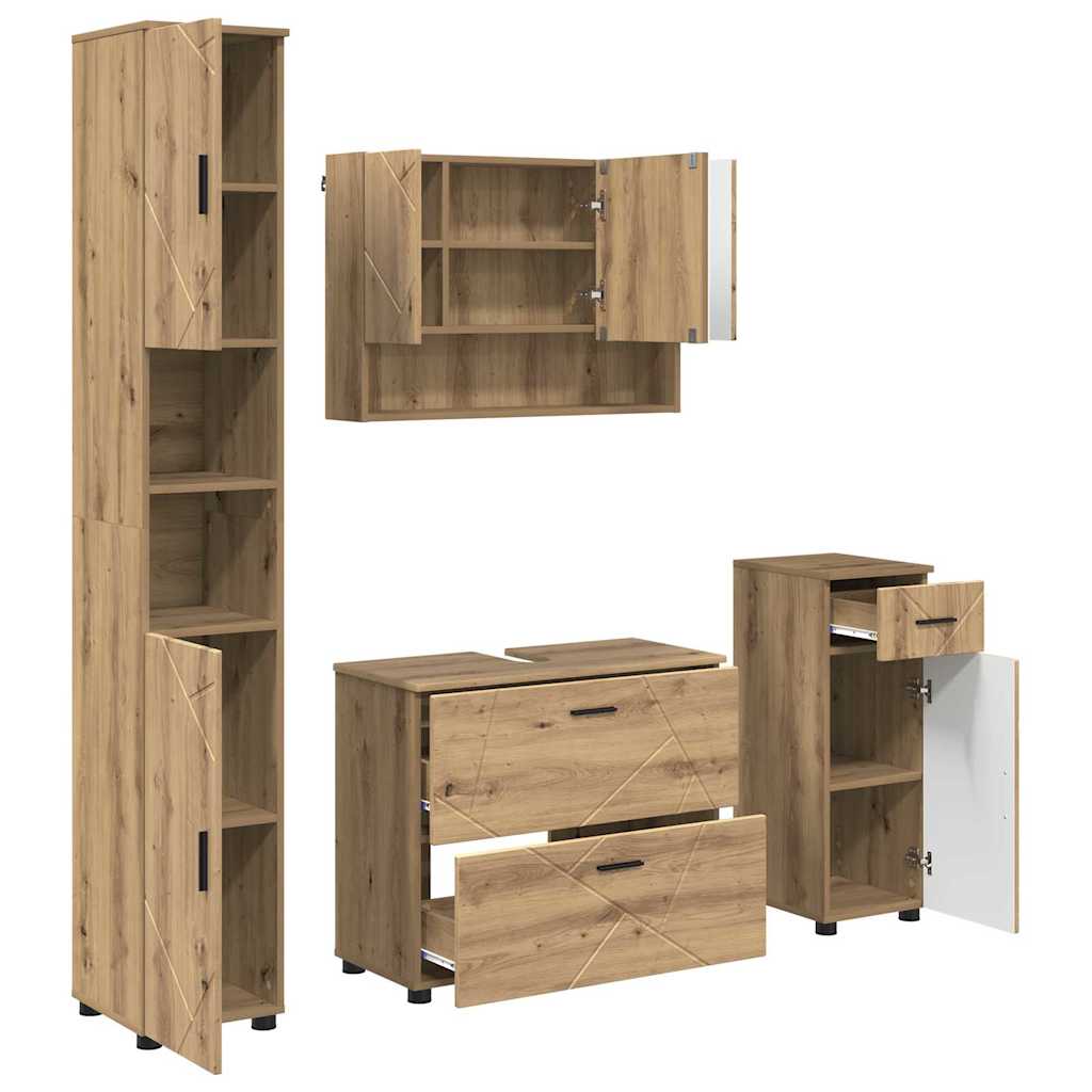 vidaXL Bathroom Furniture Set 4 pcs Artisan Oak 2