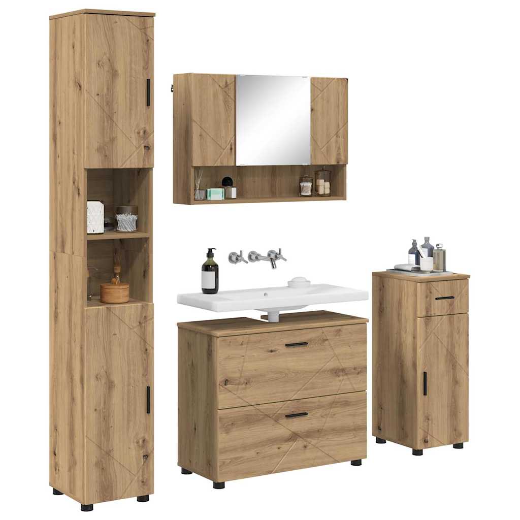 vidaXL Bathroom Furniture Set 4 pcs Artisan Oak 3