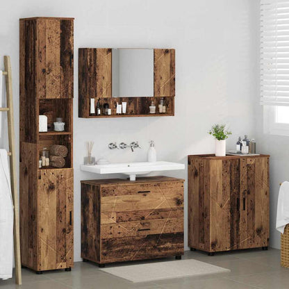 vidaXL Bathroom Furniture Set 4 pcs Old Wood Engineered Wood and Metal 4