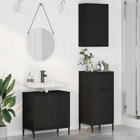 Bathroom Furniture Set 3 pcs Black