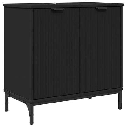 vidaXL Bathroom Furniture Set with Drawer Black Engineered wood, Metal 5