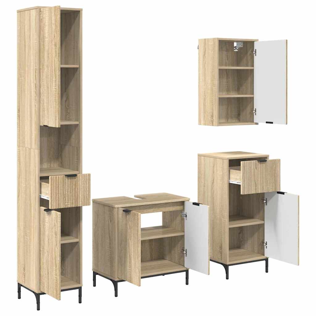 vidaXL Bathroom Furniture Set Sonoma Oak Engineered wood, Metal 2
