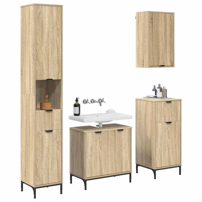vidaXL Bathroom Furniture Set Sonoma Oak Engineered wood, Metal 3