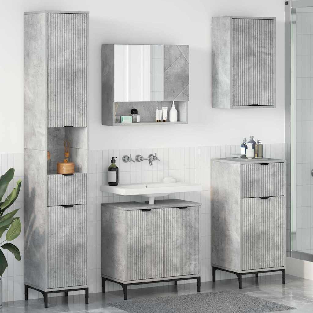 vidaXL Bathroom Furniture Set Concrete Grey Engineered wood, Metal 1