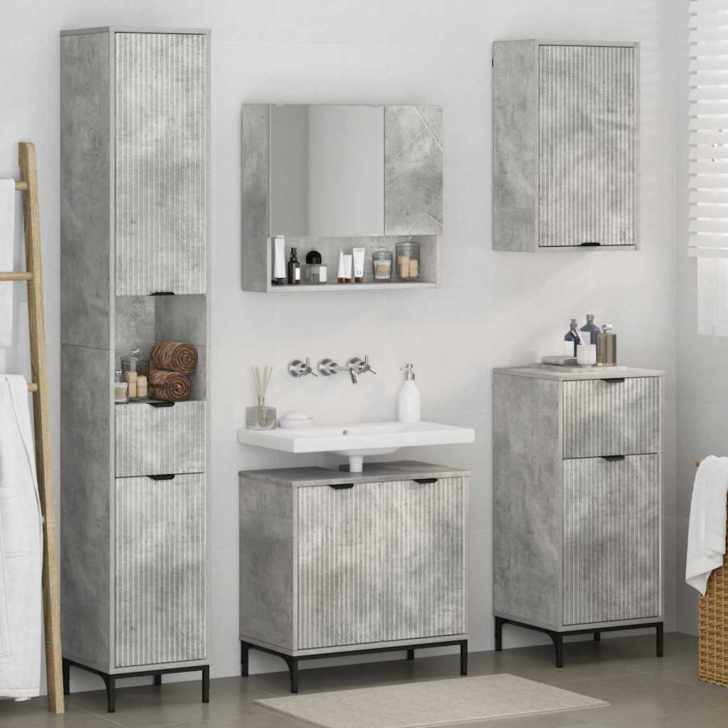 vidaXL Bathroom Furniture Set Concrete Grey Engineered wood, Metal 4