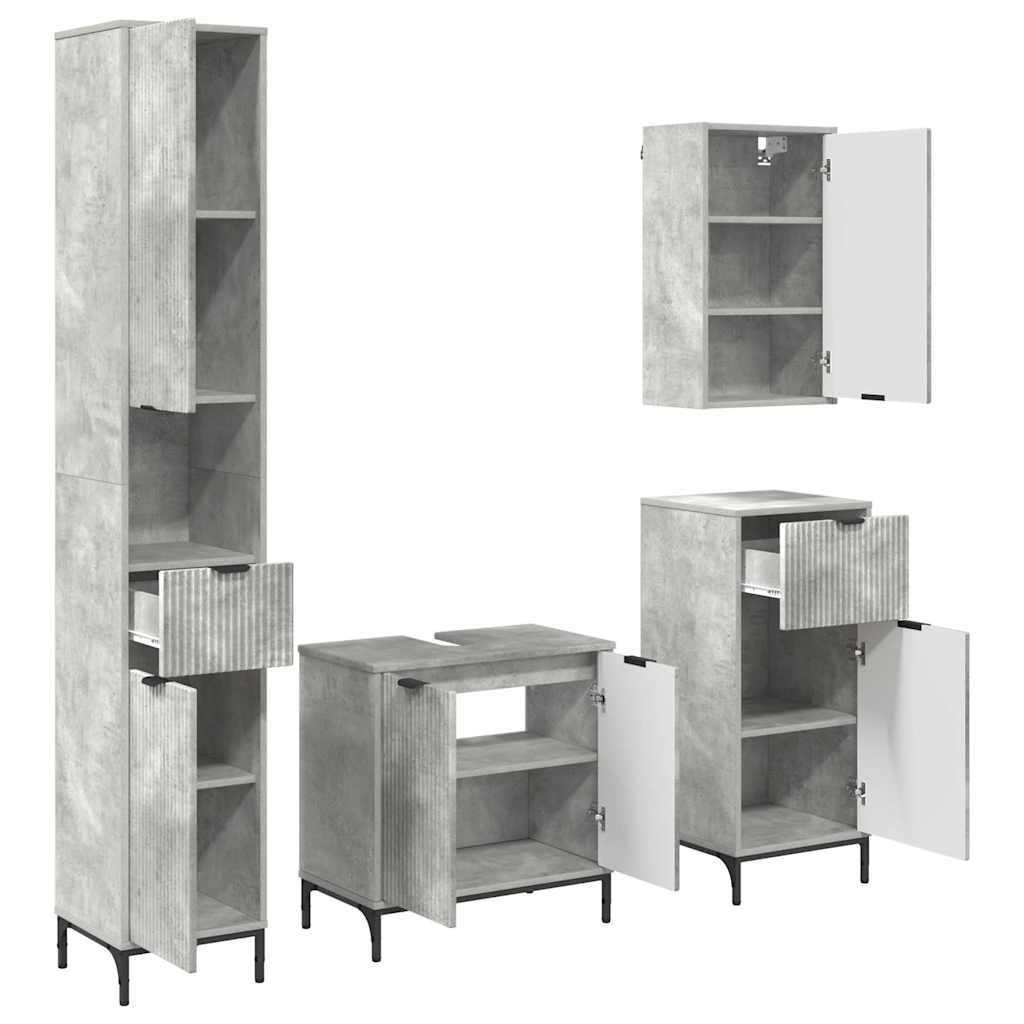 vidaXL Bathroom Furniture Set Concrete Grey Engineered wood, Metal 2